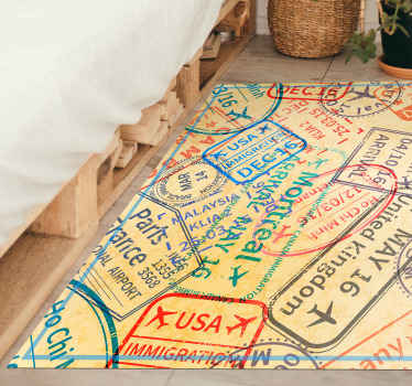 Amazing vintage travel stamp rug - TenStickers