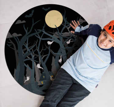 Alfombra vinilo redonda Noche de halloween - TenVinilo