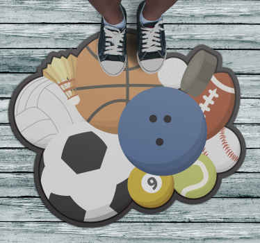 Sportcollage vinyl tapijt spel - TenStickers