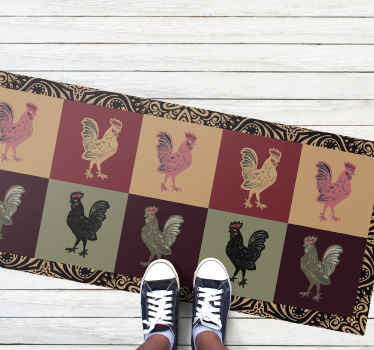Alfombra vinílica animales patrón de pollo colorido - TenVinilo
