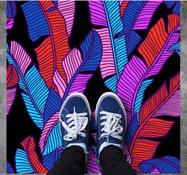 élénk levélminták vinil szőnyeg virágok és növények - TenStickers