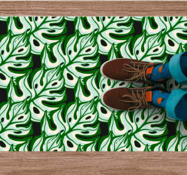 Obdĺžnikový koberec so zeleným trblietavým kvetinovým vzorom - Tenstickers