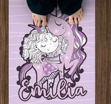 Princesa artística com tapete personalizado unicórnio - TenStickers