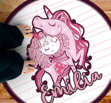 Alfombra vinílica personalizable lindo dúo de unicornios - TenVinilo
