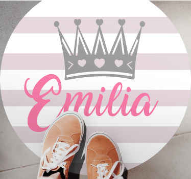 Alfombra vinílica personalizable corona y rayas - TenVinilo