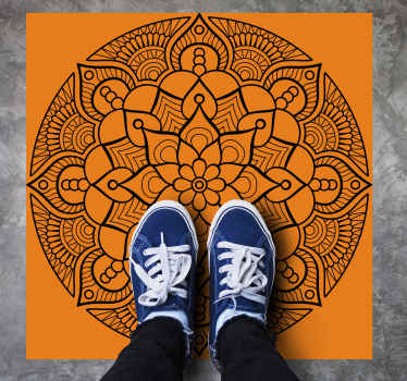 Dywan winylowy z mandalą pomarańczowy wzór mandali - TenStickers