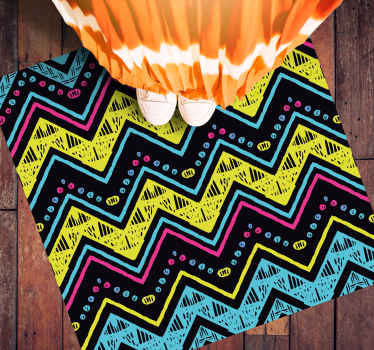 Vibrant Chevron Pattern geometric vinyl rug - TenStickers