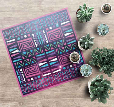 Alfombra vinílica étnica patrones geométricos dinámicos - TenVinilo