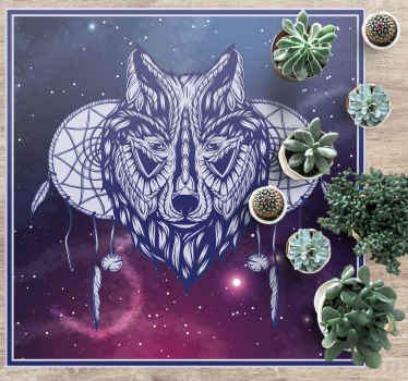 Wolf dreamcatcher motif bedroom vinyl carpet - TenStickers