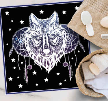 Wolf Dreamcatcher Stars nursery vinyl rug - TenStickers
