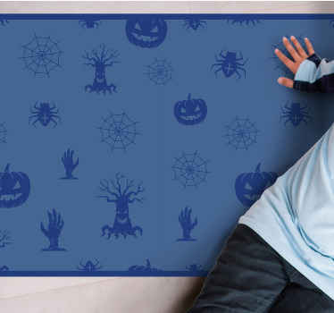 Blauw griezelig thema vinyl tapijt Halloween - TenStickers