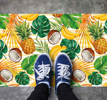 Alfombra vinílica cocina paraíso de frutas tropicales - TenVinilo