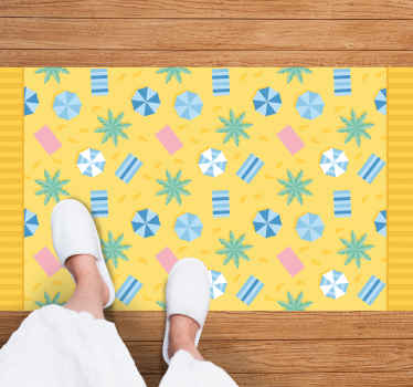 Tapete moderno plano de verão tropical com padrão de praia - TenStickers