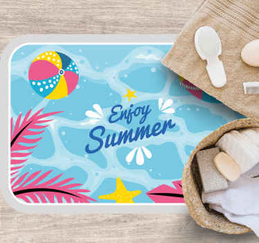 Tapis vinyle design eau de mer et jeux de plage - TenStickers