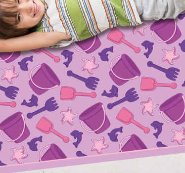 Håndtegnet sommer strand spill mønster vinyl teppe moderne - Tenstickers