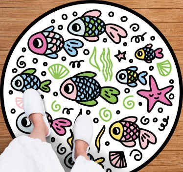 Tapis vinyle animal motifs de poissons colorés - TenStickers