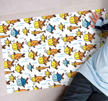Multicolor fishes kids style kids vinyl tæppe - TenStickers