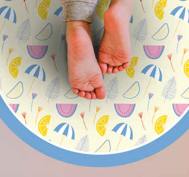 Colorful Summer Elements floral vinyl rug - TenStickers