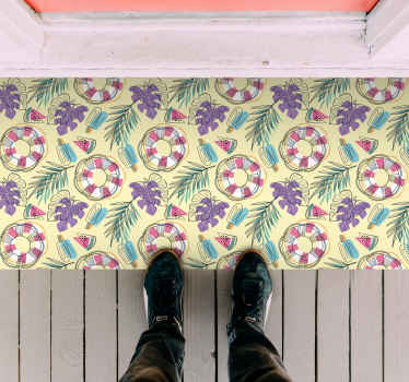 Alfombras vinílicas modernas Patrón de verano moderno con hojas - TenVinilo