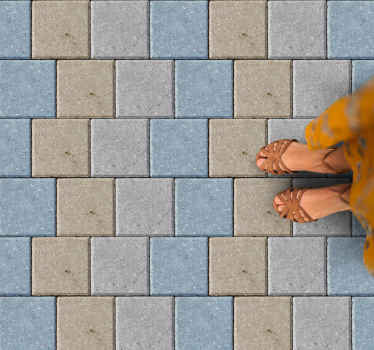 Alfombra vinílica hidráulica azulejos cuadrados de colores - TenVinilo