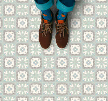 Alfombra vinílica hidráulica Clásico blanco y azul claro - TenVinilo