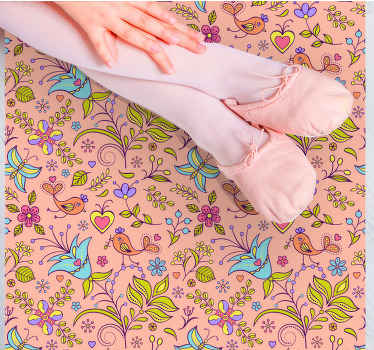 Frunze roz și fluturi covor pătrat din vinil - TenStickers