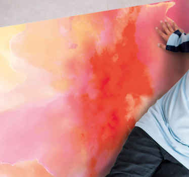 Alfombra vinilo oficina Explosión de humo degradado rojo acuarela - TenVinilo