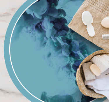 Tapis vinyle salle de bain vagues fluides bleu sarcelle - TenStickers