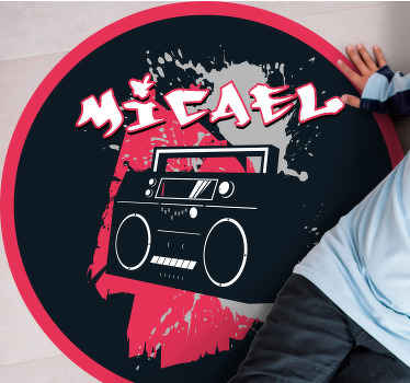 Alfombra vinílica personalizable tema de boombox retro - TenVinilo