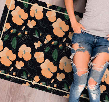 深色生动的动物和植物图案花卉地毯 - TenStickers