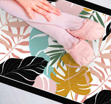 Tropisk bladpalet natur vinyl tæppe - TenStickers