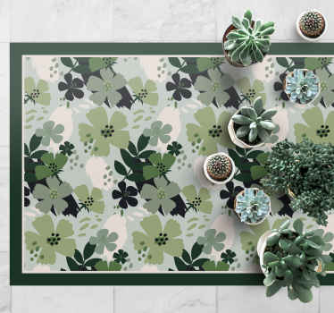 Alfombra vinílica flores verde con estampado floral - TenVinilo