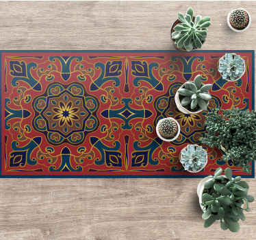 Alfombra vinílica textura Diseño vintage floral artesanal - TenVinilo