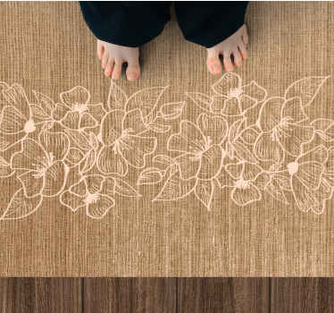 Tapis vinyle entrée élégance ornée de fleurs - TenStickers