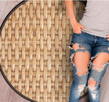 Vævede naturlige toner rundt vinyltæppe - TenStickers