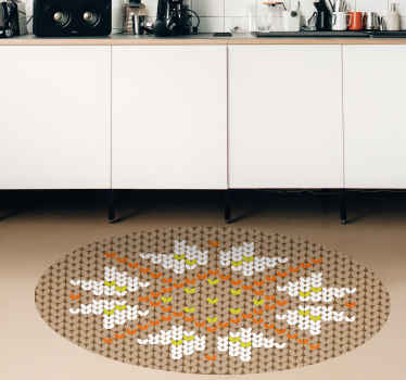 Alfombra vinílica recibidor estilo decorado con flores - TenVinilo