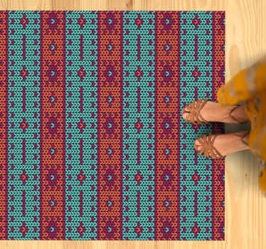 Alfombra vinílica étnica motivo geométrico animado - TenVinilo