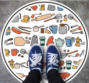 Kulináris eszközök gyűjteménye vinil szőnyeg konyha - TenStickers