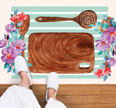 Virágos konyhai kiegészítők vinil szőnyeg konyha - TenStickers