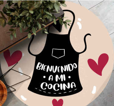 Alfombra vinilo cocina Bienvenido a mi forma de corazón de cocina - TenVinilo