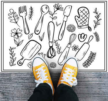 Konyhai eszközök illusztráció vinil szőnyeg konyha - TenStickers