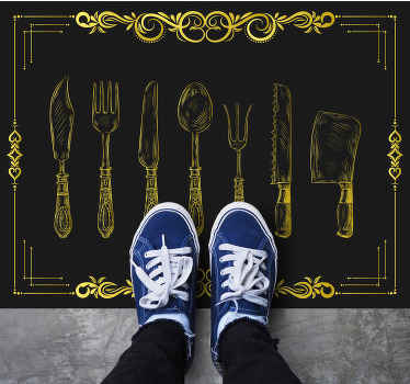 Konyhai eszközök vázlata vinil szőnyeg konyha - TenStickers