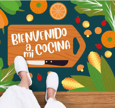 Alfombra vinilo cocina Utensilios de colores - TenVinilo