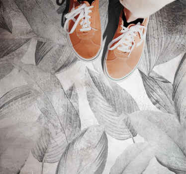 Vinyl tapijt bloemen en planten bladmotief monochroom - TenStickers