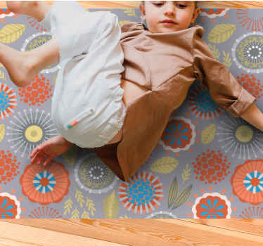 Colorful folk art stylish pattern floral rug - TenStickers