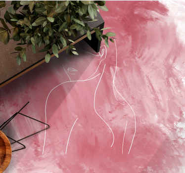 žena silueta cez ružový obraz moderný koberec - Tenstickers