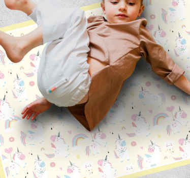 ευτυχισμένοι μονόκεροι στη χώρα των θαυμάτων χαλί βινυλίου για πα - TenStickers