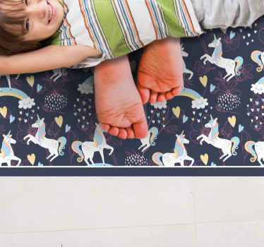 Alfombra vinílica infantil patrón de unicornio único - TenVinilo