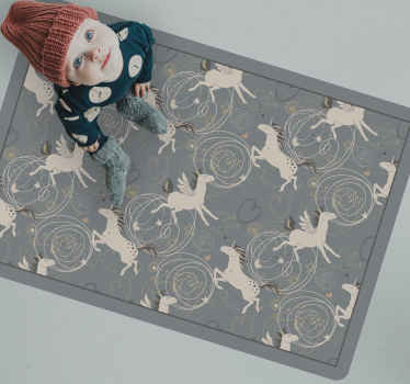 Alfombra vinílica infantil diseño de unicornios caprichosos - TenVinilo