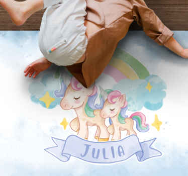 Dziecięcy dywan winylowy ilustracja rodziny jednorożców - TenStickers